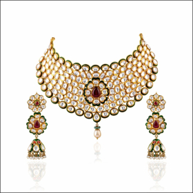 Mesmerising Glimmer Kundan Gold Necklace Set