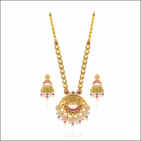 Traditional Pinnacle Meena Design Gold Necklace Set