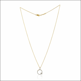 Floral Accent Circle Diamond Pendant Set