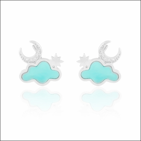 Gazing Stars Playful Clouds Sterling Silver Earrings