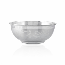 Regal Blossom Engraved Silver Bowl