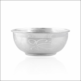 Refined Floral Etched Silver Bowl