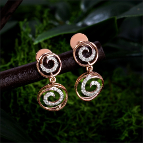 Elegant Swirl Diamond Necklace Earrings