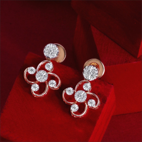 Modern Swirl Diamond Necklace Earrings