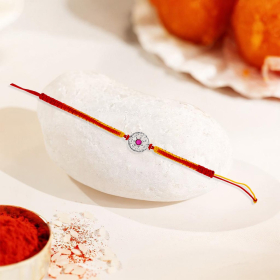 Traditional Grace 92.5 Stamped Silver Rakhi