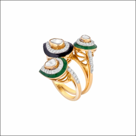 Majestic Charm Meena & Polki Gold Ring