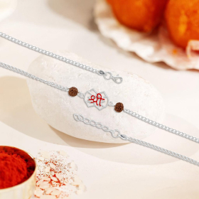 Traditional Grace SHREE Motif 92.5 Stamped Silver Rakhi