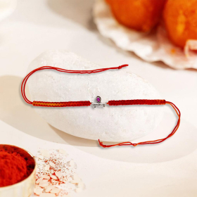 Divine Krishna with Pankhuri 92.5 Stamped Silver Rakhi