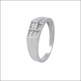 Gleaming Square Cut Silver Ring