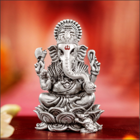 Elegant Antique Lord Ganesha Silver Idol