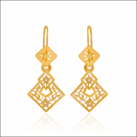 Intricate Geometric Gold Dangle Earrings