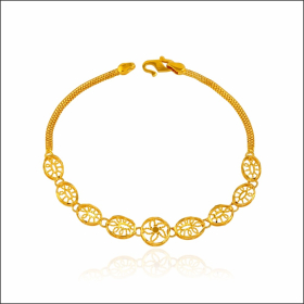 Floral Grid Yellow Gold Bracelet