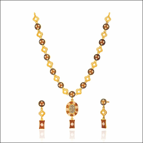 Delightful Meena Design Gold Necklace Set