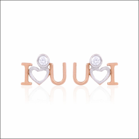 Cheerful I Love You Two tone Gold Earrings