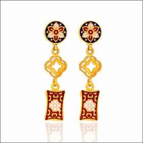 Charming Meena Design Gold Earrings