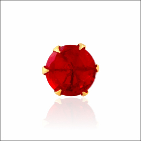 Scarlet Gleam Round Gold Nose Pin