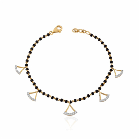 Classic Black Bead Diamond Mangalsutra Bracelet