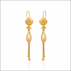 Graceful Long Dangle Gold Earrings