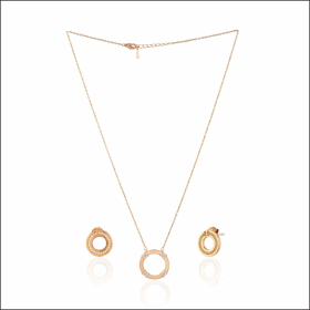 Crescent Moon Silver Pendant Set