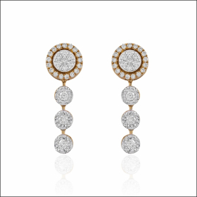 Radiant Round Diamond Drop Earrings