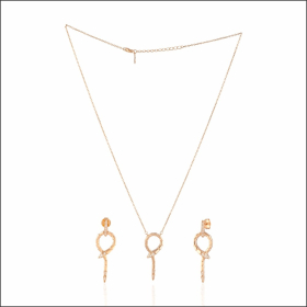 Crescent Moon Silver Chain Set