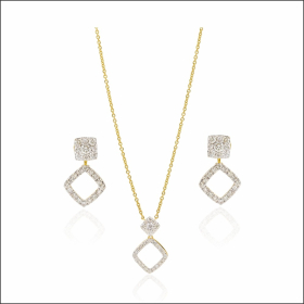 Encrusted Elegance Diamond Pendant Set