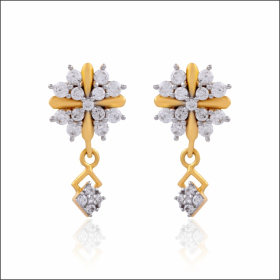 Luminous Floral Cluster Gold Drop Earrings