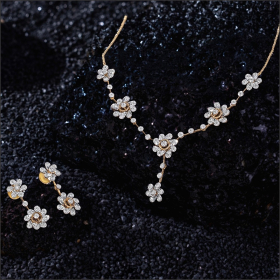 Floral Blossoms Diamond Necklace Set