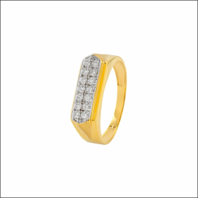 Sleek Grid Pavé Gold Ring