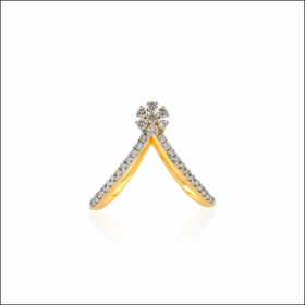 Gracious V-Shaped Diamond Cluster Ring