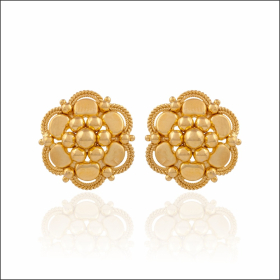 Traditional Style Floral Design Gold Earrings