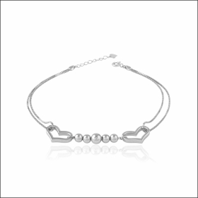 Delicate Heart design Silver Anklet