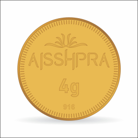 Aisshpra 4 gram Gold Coin or Bar in 22 Karat (916 Purity) Ideal for Gifting or Personal Investment