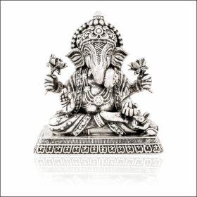 Traditional Opulence Lord Ganesha Silver Idol