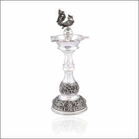 Radiant Heritage Antique-Style Silver Long Deepam Stand