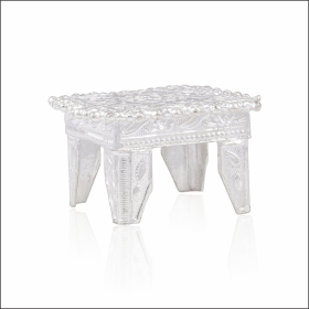 Floral Radiance Silver Pooja Chowki