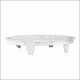 Blossoming Floral Pattern Silver Pooja Chowki