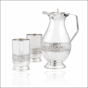 Alluring Antique Silver Jug & Glass Set