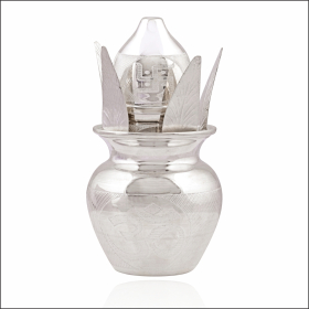 Heritage Treasure Silver Coconut & Mango Leaves Pooja Kalash