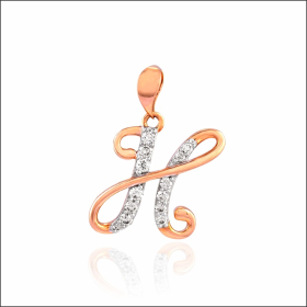 Stately Letter "H" Gold Pendant