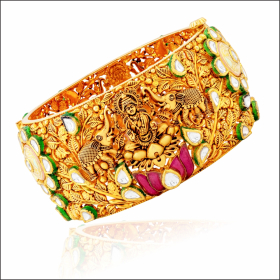 Exquisite Temple Style Kundan Gold Kada