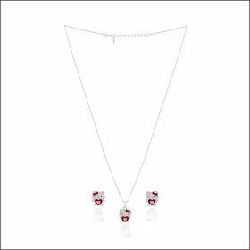 Adorable Kitty Design Silver Chain Set