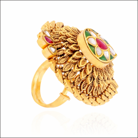 Opulent Meena Design Gold Cocktail Ring