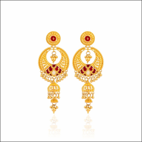 Traditional Grandeur Meena Design Gold Earrings
