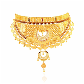 Graceful Beaded Meena Design Gold Necklace Set