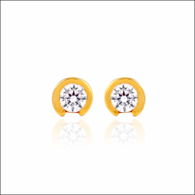 Contemporary Finesse Solitaire Gold Stud Earrings 