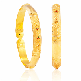 Sleek Elegance Meena Design Gold Bangles