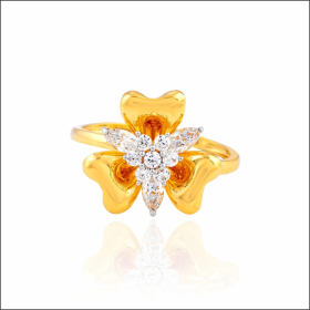 Dazzling Elegance Floral Pattern Gold Ring 