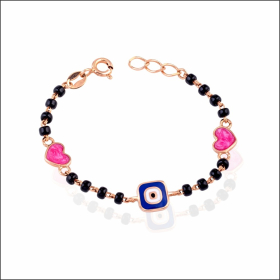 Dainty Hearts Blue Evil Eye Rose Gold Nazariya Bracelet