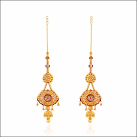 Traditional Splendor Meena Design Gold Earrings